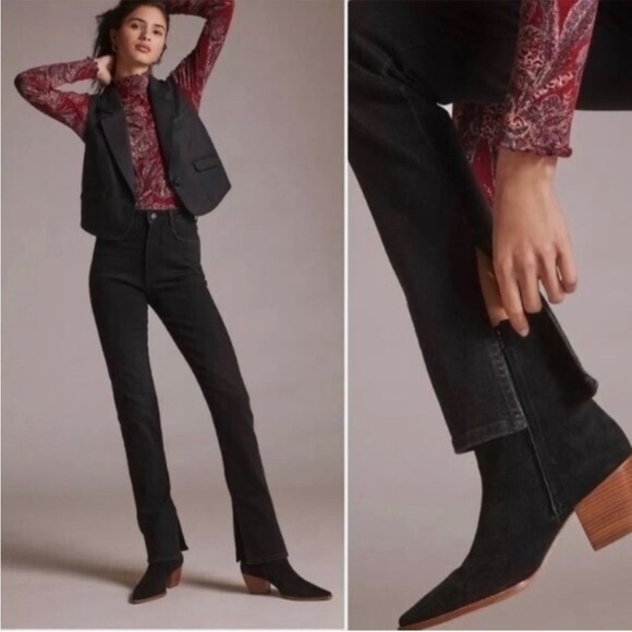 Anthropologie Pilcro Straight Split Hem Jeans in Black - Picture 1 of 7